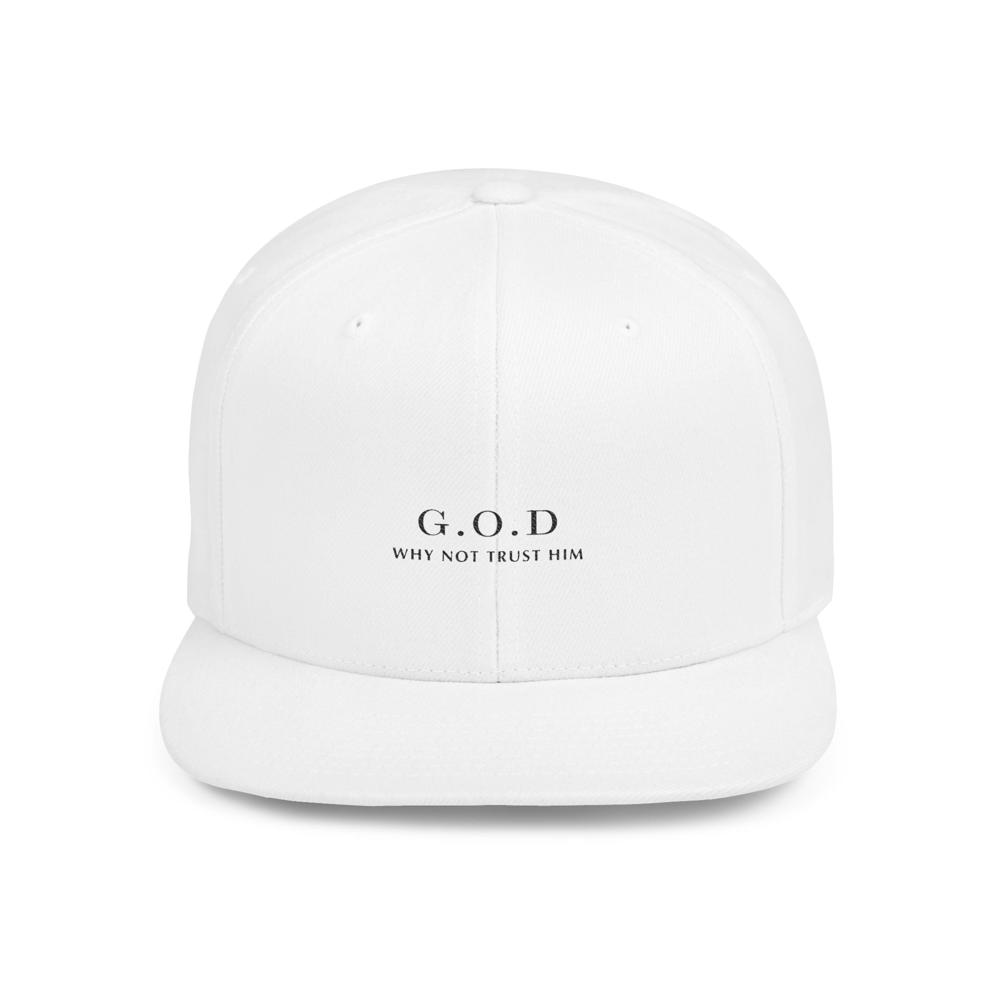 Snapback Hat — Minimal 'G.O.D' Embroidered Flat Bill Cap